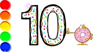 Glitter Number coloring pages Learn Colors Learn numbers for kids with donuts