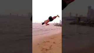 mumbai dadar beach 720 flip awesome flip aakash Parkour wale jagah par practice Alex Parkour flip