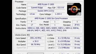 CPU-Z Benchmark Ryzen R5 1600 stock (3,6 GHz)