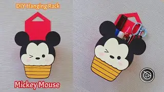 DIY MICKEY MOUSE ICE CREAM HANGING RACK CARDBOARD | KERAJINAN RAK DINDING ES KRIM MICKEY MOUSE
