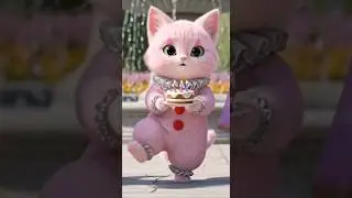 PINK Clown Cat singing happy birthday #birthday #clown #cats #aicat #cutecat #catshorts