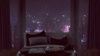 1980's Retro Hotel Ambience 💦 Spending A Night In A Luxury Room While It Rains Heavily Over The City