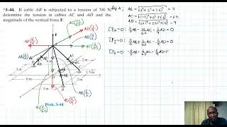 3&ndash;44 Equilibrium of a Particle (Chapter 3: Hibbeler Statics) Benam Academy