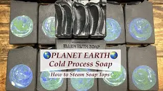 Making 🌎PLANET EARTH🌏  CP Soap w/ No-Stick PVC mold + How to Steam Tops | Ellen Ruth Soap