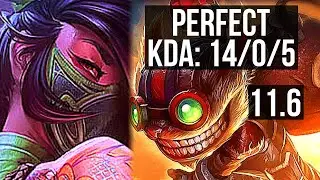 AKALI vs ZIGGS (MID) | 14/0/5, Legendary, Rank 12 Akali | BR Challenger | v11.6