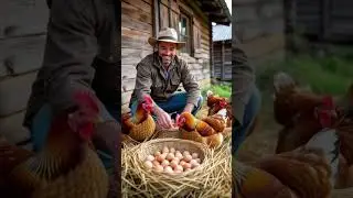 The farmer put fake eggs in the hens' nest 😢 #ai  #hen  #egg #farmer
