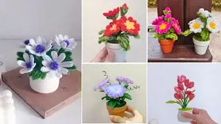 Amazing 5 IDEAS💥 Pipe Cleaner Flowers DIY | DIY Mini Flower Pot | Pipe Cleaner Craft | Home Decor