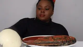 tilapia fish pepper soup and pounded yam | asmar mukbang | no talking