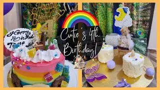 Girl Birthday Cake and Decoration Ideas | Colourful Rainbow Cake | Peocock Backdrop | Subscribe 😇
