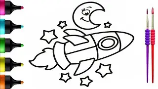 🚀 Space Rocket Drawing | Painting & Coloring for Kids & Toddlers | Let's Create Together! 🌌