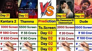 Kantara 2 Day 21 vs Thamma Day 02 vs Dude Day 02 vs Ek Deewane Ki Deewaniyat Day 02 Box Office।।