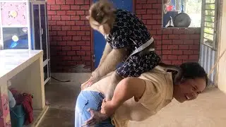 Little Jason Upset Got Tricked Mom To Piggyback Ride