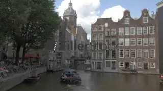 Amsterdam city scene with Basilica of Saint Nicholas, Netherlands