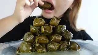 ASMR MUKBANG Stuffed Grape Leaves with Lemon | No Talking | Just Eating Sounds