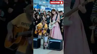Amazing Beautiful woman with handsome monkey playing guitar with happy heart#shorts#fyp#music