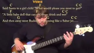Run, Run, Rudolph (Chuck Berry) Bass Guitar Cover Lesson in C with Chords/Lyrics