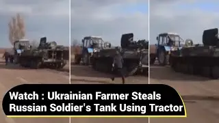 Ukrainian Farmer Steals Russian Soldier's Tank Using His Tractor | Russia Ukraine War Video