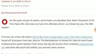 Star wars poll by ign no sequel characters at all in top 10