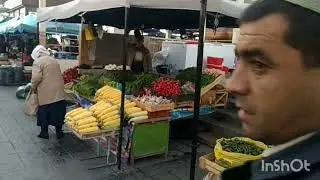 Fergana  базар  фрукты попугаи  рыба картошка гранат сок