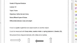 Grade 9 Physical Science lesson 12 Forces