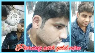 earlobe piercing with gold wire #happycustomer #nitfaridabad