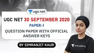 NTA UGC NET | 30 Sep 2020 | Paper 1 | Question Paper with Official Answer Keys | by Simranjit Kaur