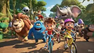 Danial and Eva Cycling Adventure | Monsters, Cartoon Characters & Jungle Animals Chase! Coming Soon!