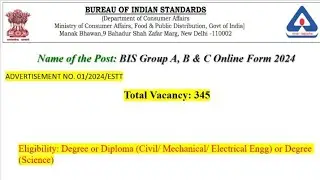 BIS Recruitment 2024 Notification II Technical Posts II Syllabus & Exam Pattern