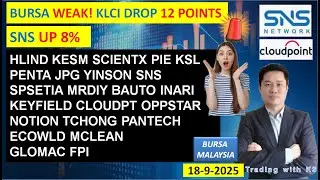 Ежедневное обновление биржи KLSE &mdash; 18.09.2025 💥Бирса слаба! KLCI упал на 12 пунктов💥SNS вырос на ...