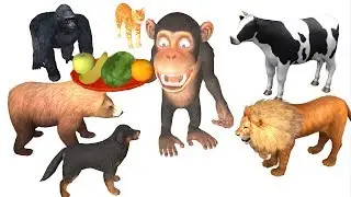 Learn animals names and sounds with funny monkey for kids