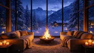 Cozy Christmas Winter Cabin  Fireplace & Snowfall Sounds for Deep Sleep