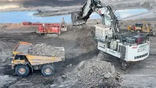 Performance Liebherr R9350 Excavator Loading Komatsu Hd 785-7 Dump truck ~ Miningstory 