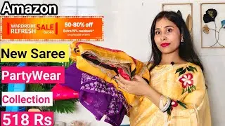 80 % Off SALE | Amazon Partywear New Saree Collection | 518Rs | Amazon haul #partywear #saree  