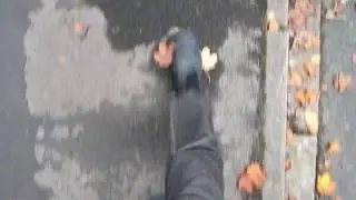 Man Walking Feet Path Autumn Leaves Shoes NO FEE ROYALTY FREE VIDEO