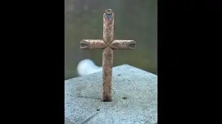 A cross and massive red sea glass found!