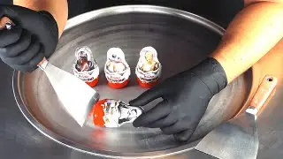 ASMR - kinder Surprise Eggs Ice Cream Rolls | oddly satisfying Sounds - tapping scratching eating 4k