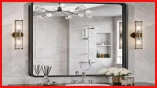 Brightify Black Bathroom Mirror for Wall, 24x36 Inch Rectangular Black Metal Framed Mirror