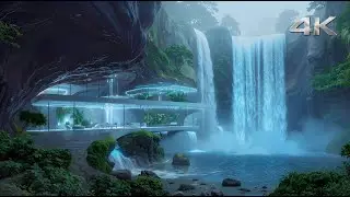 4K Flowing Waterfall Power Hour for Relaxation, Focus, & Meditation | Nature Luxury Ambience