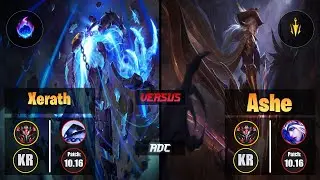 GrandMaster XERATH [Arcane Comet] (ADC) VS  ASHE - Grandmaster KR Patch 10.16