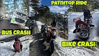 Patnitop First snowfall 😍 31 Dec 2024 || Bike crash Bus Accident in Patnitop ❄️