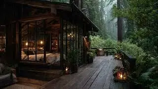 Heavy Rain Ambience 🌧️ Mountain View Bedroom at Night for Deep Sleep