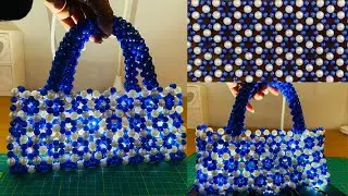 diy beaded flower bag |how to make handle of beaded bag #diyflowerbeadedbag #beadedbag #diybag #bag