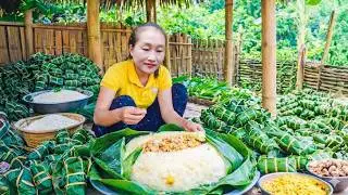 Harvesting melons and cassava, making cassava cakes to sell at the market, and taking care of pets