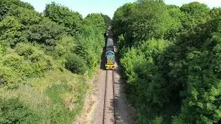 Train passing under foot bridge | aerial #train #uk #peterborough #aerial #drone #britishheritage