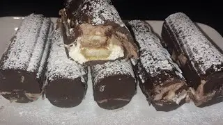 Recette de B&ucirc;che au biscuit et au chocolat sans cuisson rapide 😍😋💯👌🏻#
