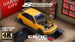 MotorHelix 1:64 - Spoon  x Honda Civic Type R EK-9 l Cinema Shot 4K Die-cast