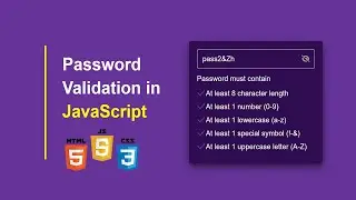 Password validation check in HTML CSS & JavaScript | Password Strength Check in JavaScript