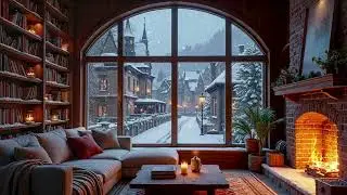 Warm Christmas Ambience ❄️ Soft Jazz Music & Crackling Fireplace for Cozy Winter Mood