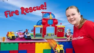 Assistant Races the Paw Patrol Fire Rescue Pups to the Fire Station and Lookout