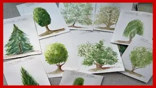 Ten ways to paint trees using alternative tools. 10 способов написать деревья акварелью.